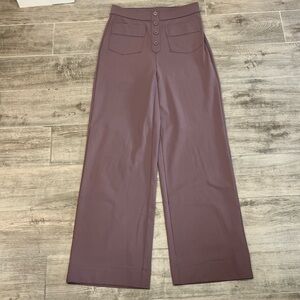 Halara High Waisted Button Front Pocket Straight Leg Pants Lilac Purple Sz M NWT